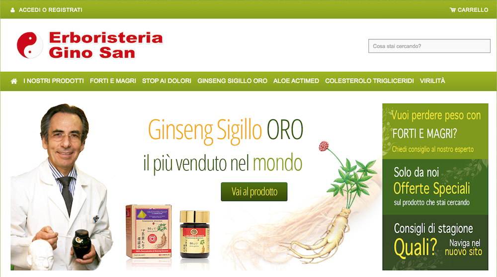 Siti eCommerce Torino - Ginseng House - Gino San