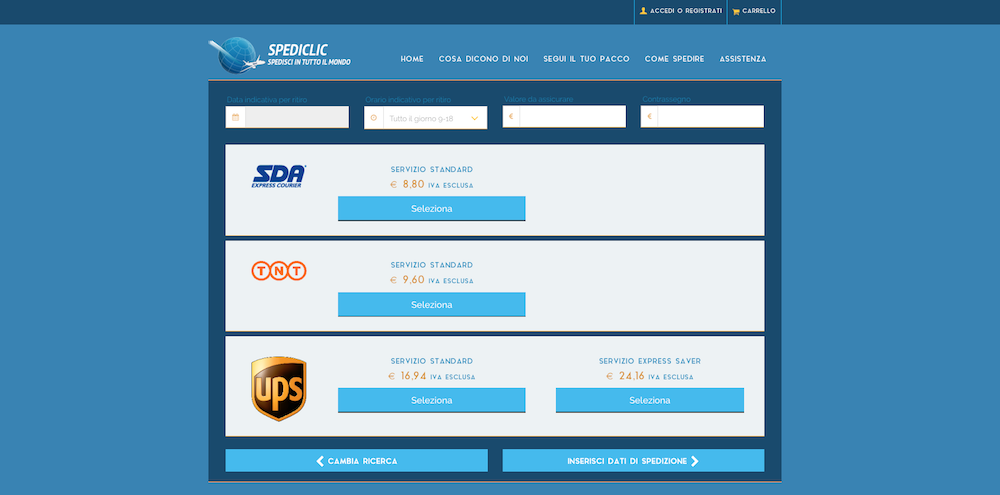 Sito eCommerce Torino - Spedizioni Spediclic
