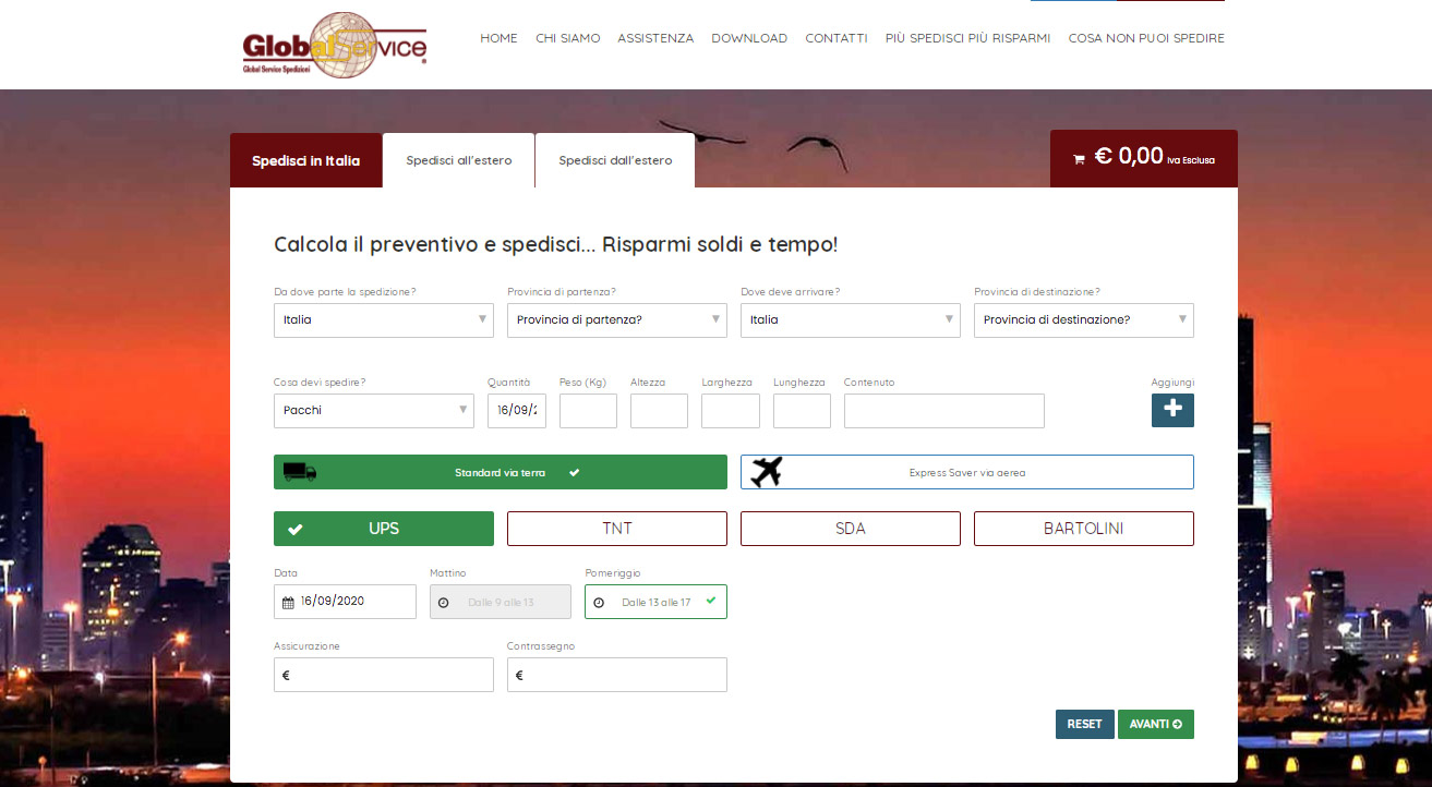 Sito eCommerce Torino per spedizioni Online - Global Service Spedizioni