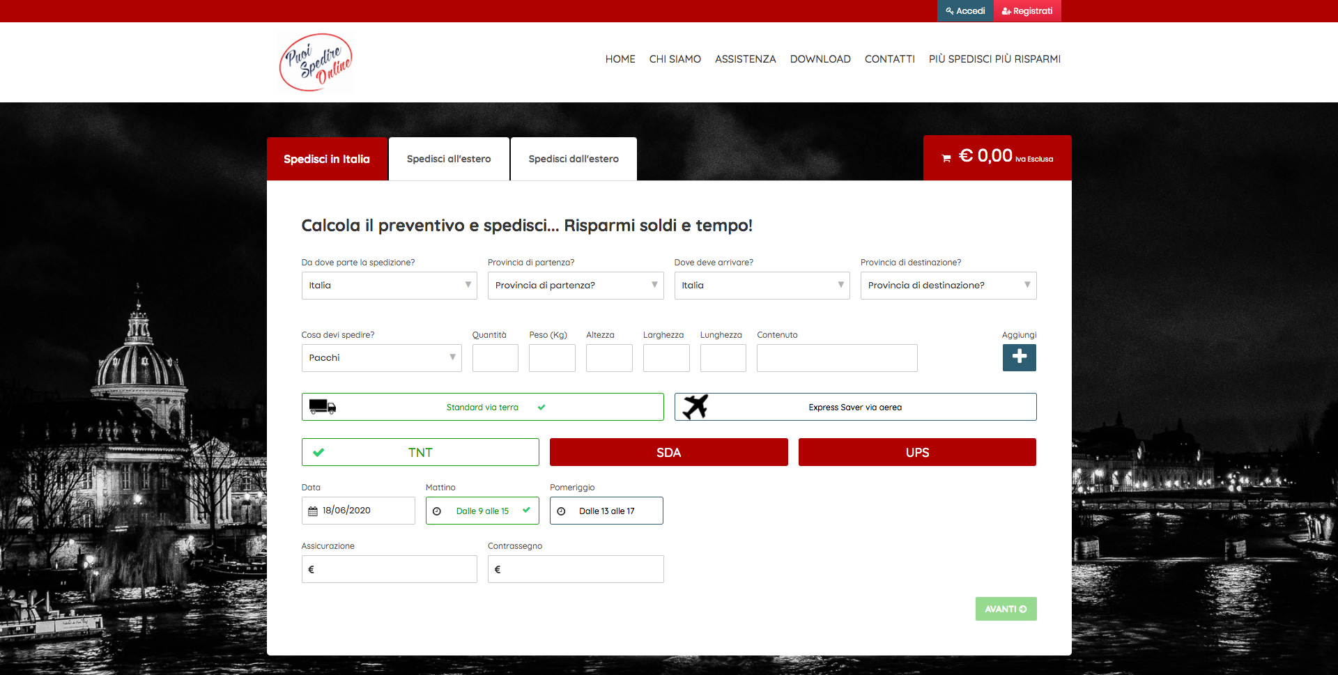 Siti Web Torino per Portale di Spedizioni Online - Puoi Spedire Online